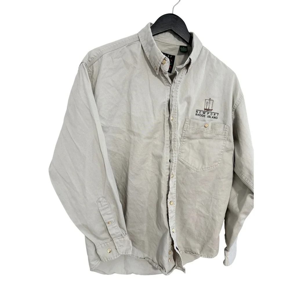 C-A-M-P Newport Rhode Island Shirt Size Medium Khaki Tan Outdoor EUC